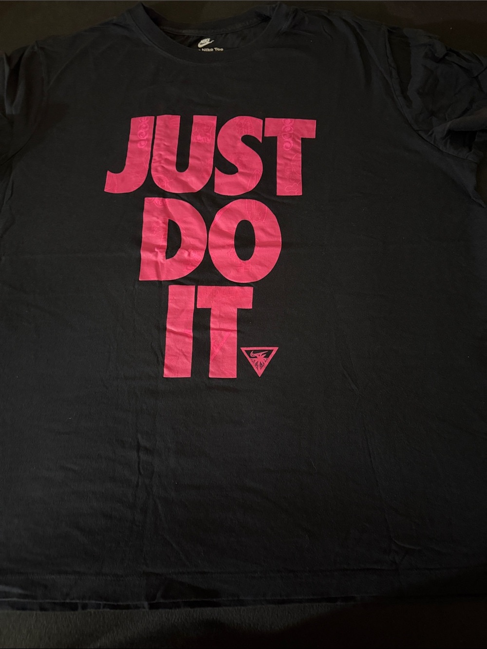 Nike Men’s Black T-Shirt with Pink 'JUST DO IT' Front Graphic